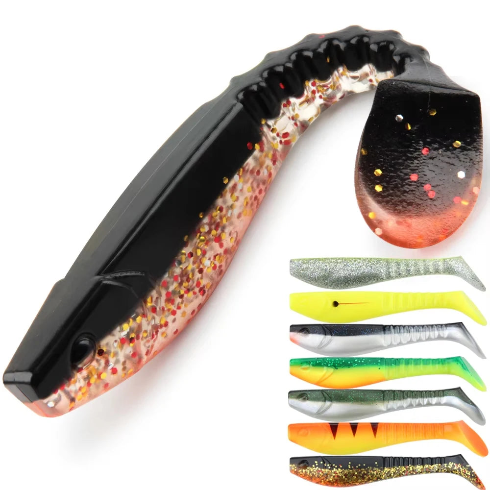 Spinpoler Soft Plastic Saltwater Bass Fishing Lures PVC 5" Paddle Tail Swimbait Artificial Baits Wobblers Crankbait Tackle