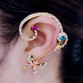 Wholesale Alloy Crystal Earrings Butterfly Long Tassel Earrings For Women Clip Ear Cuff Jewelry Earrings Cuff Climber