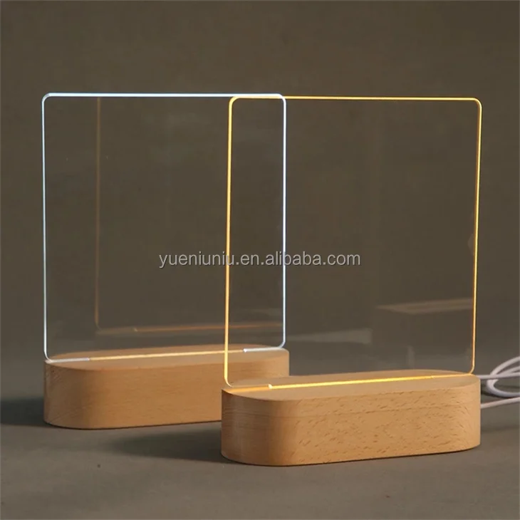 Acrylic LED Wooden Night Lamp 3D Illusion Switch Animal Anime Theme 5V Lithium Battery USB Charging Cable for Kids Home Decor