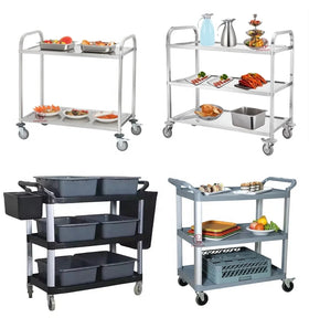 Commercial Hotel & Restaurant Cleaning Trolley Kitchen Storage Rack with Locking Casters Hotel Service Cart