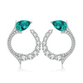 New Products High Quality Natural Emerald Jewelry S925 White Gold Hoop Earring Emerald Green Fashion Earrings for Girl