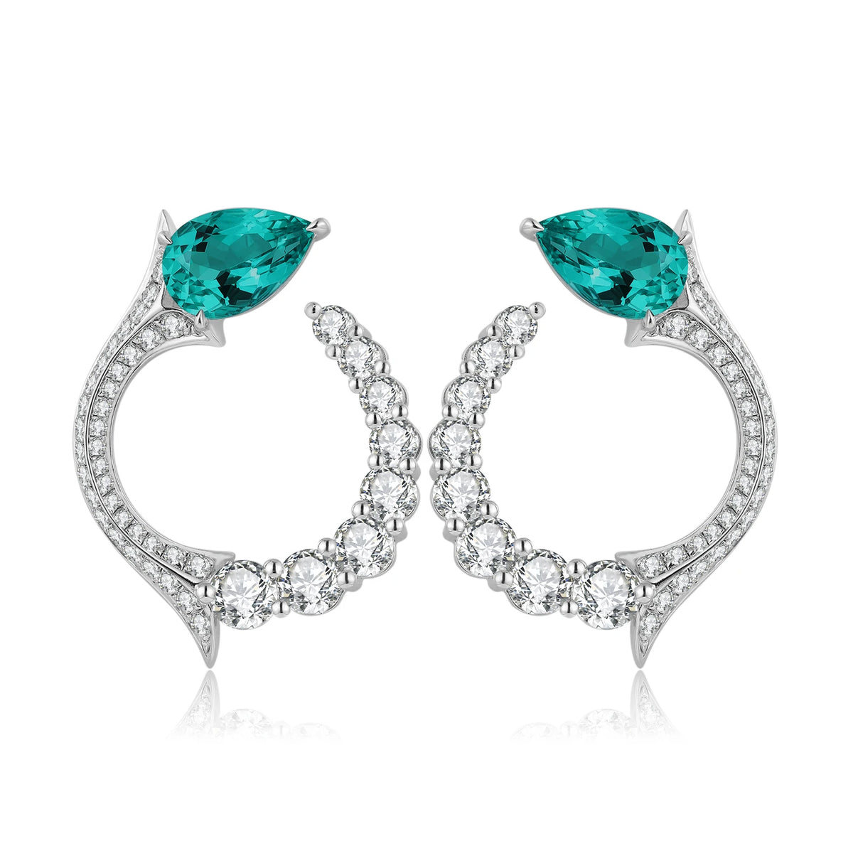 New Products High Quality Natural Emerald Jewelry S925 White Gold Hoop Earring Emerald Green Fashion Earrings for Girl