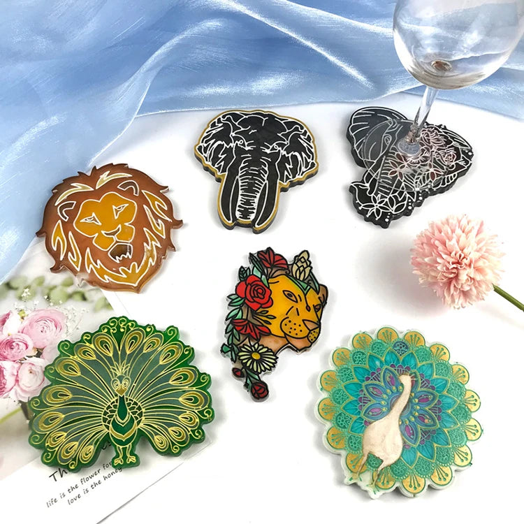 YS DIY Coaster Silicone Resin Molds Set Include Elephant Peacock Coaster Tray Mould Casting Plaster Making Home Decor Tools