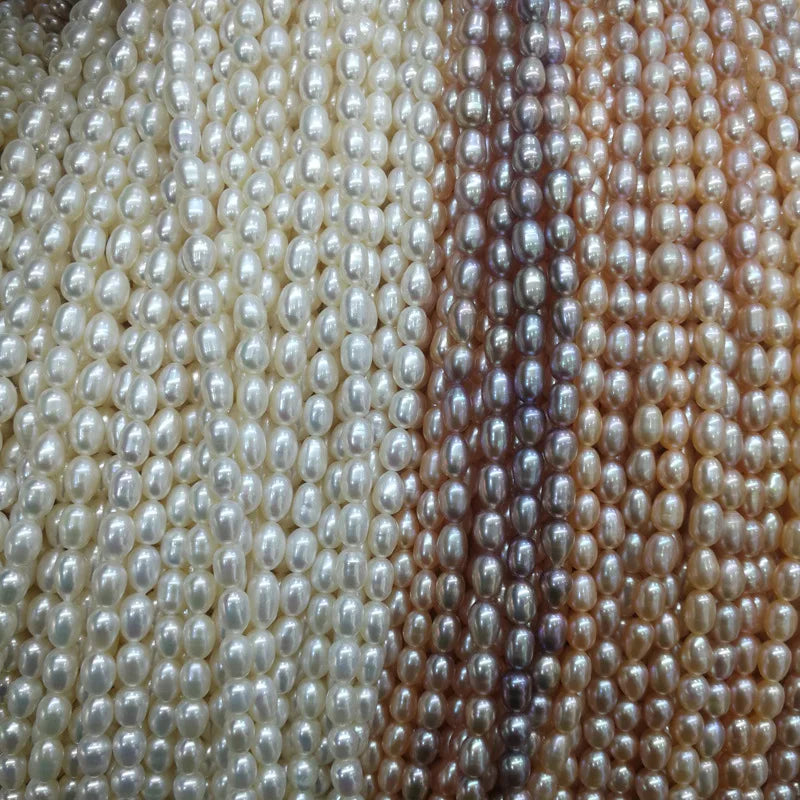 3A Natural Freshwater Pearl Rice Shaped 2-9mm Strand Beads Loose Beads Wholesale