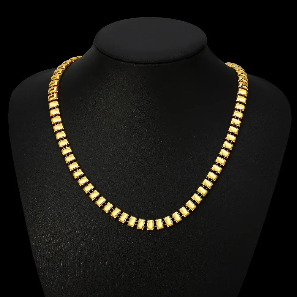 Gold 8mm Box Chain Simple Personality Rectangle Necklace Fashion Necklaces Bracelet Sets for Women