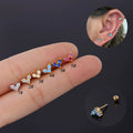 20g Summer Color Triple CZ Stud Earrings Cartilage Helix Tragus Conch Auricle Piercing Jewelry