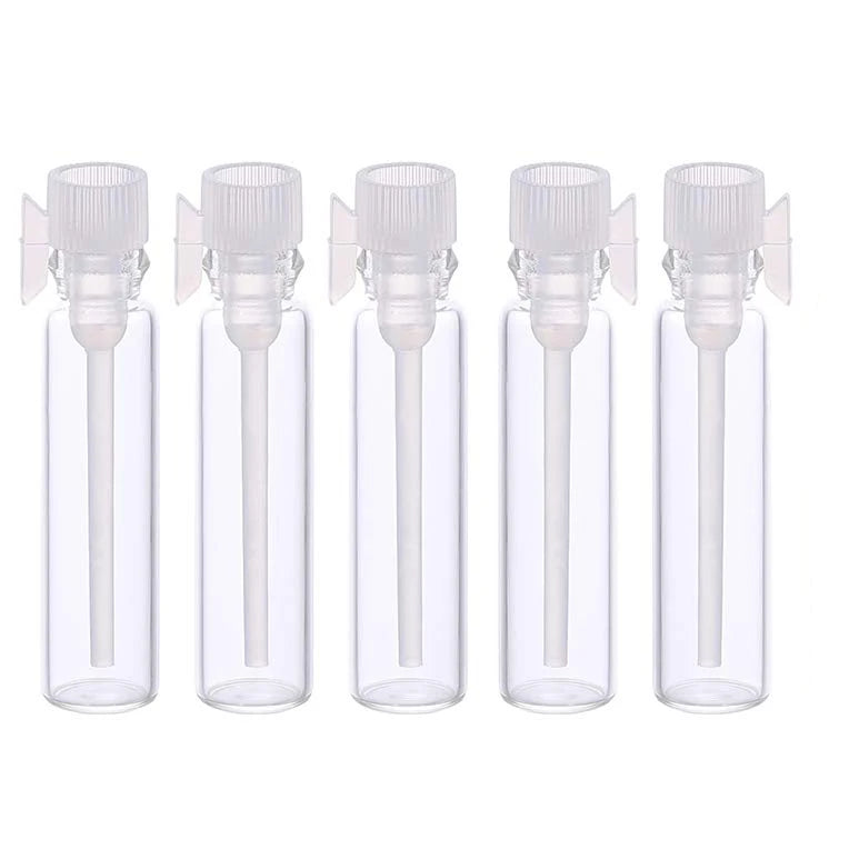 In Stock Quick Shipping Clear Amber 1ml Perfume Samples Vials Aroma Tester Glass Bottle 1ml with Plastic Stick