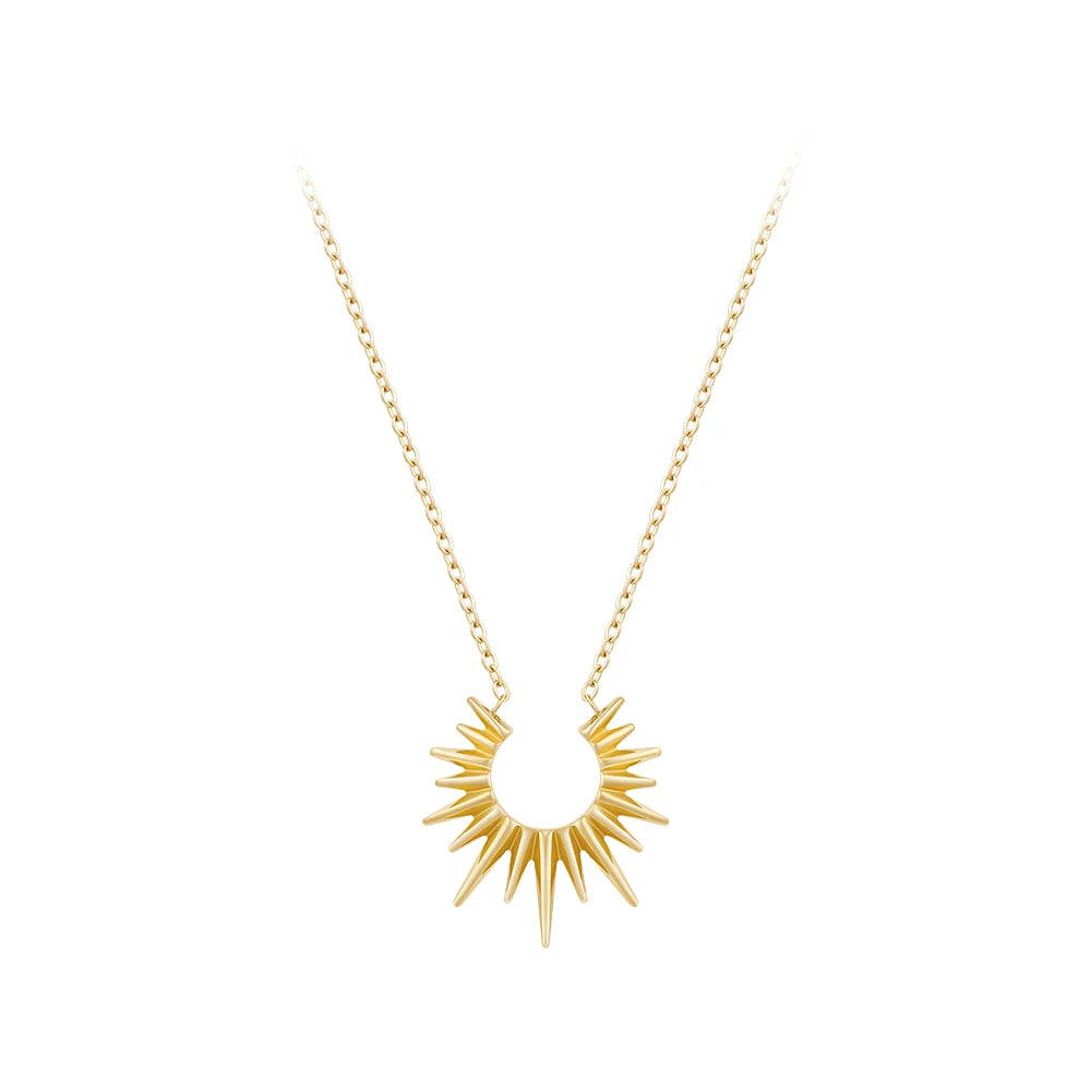 Latest 18K Gold Plated Stainless Steel Jewelry Geometric Waterproof Necklace Sun Star Pendant for Women Gift Necklace P243431