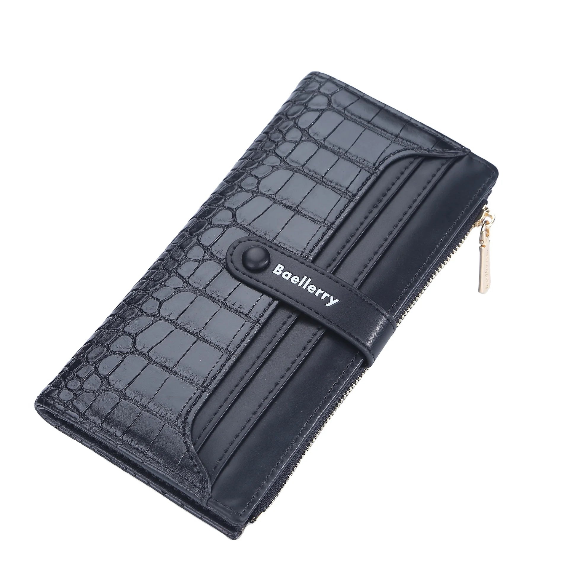 Baellerry 2022 New Large Capacity Double Zipper Crocodile Pattern Long Clutch Wallets for Women With HaspLady Cell Phone Bag