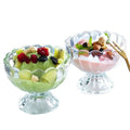 High Quality Flower Shaped Glass Tumbler Clear Restaurant Bar Dessert Glasses with Footed Base Pressed Ice Cream Bowl
