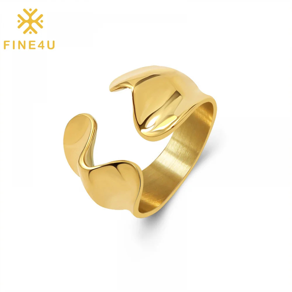Trending Jewelry Products 2023 New Arrivals Women Gold Plated Open Stainless Steel Funky Unique Rings