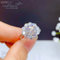 Silver 925 Original 2 Carat Diamond Test Past Brilliant Cut D Color Moissanite Blossom Ring Wedding Gemstone Jewelry for Women