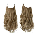 Wavy Curly Highlight Hair Extension Synthetic Invisible Wire Hairpiece Short 14 Inch Adjustable Headband for Women High