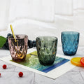 New Design Colored Glassware Goblet Vintage Water Cup Embossed Red Wine Glass Goblet Wine Glasses Cups for Juice Drinking