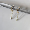 14K Gold Plating Pure 925 Sterling Silver Simple Fashion Crystal Drop Hoop Earrings for Women Girls Jewelry