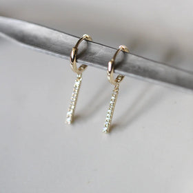 14K Gold Plating Pure 925 Sterling Silver Simple Fashion Crystal Drop Hoop Earrings for Women Girls Jewelry