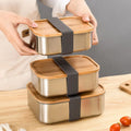 Customized 304 Stainless Steel Bamboo Lid Bento Lunch Box Kids Reusable Eco-friendly Multi-functional Food Container Freshness