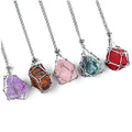 Stainless Steel 18k Gold Net Bag Natural Crystal Raw Stone Adjustable Bamboo Knot Net Pendant Necklace Gemstone