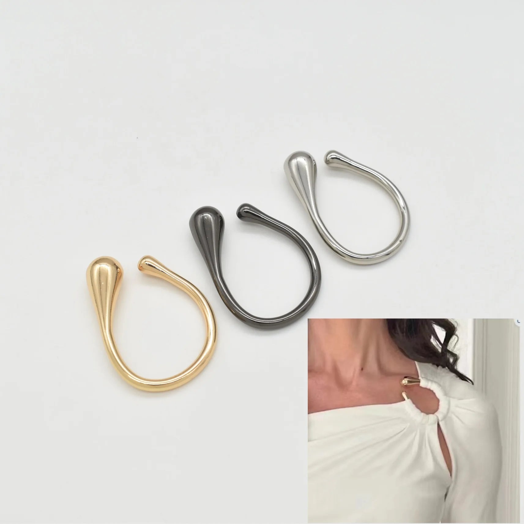 Trendy Exquisite Gold U Shape Buckle Anti-Corrosion U Ring Buckle Bikini Connector Metal Accessories for Women Swimwear/Dress