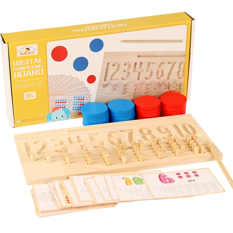 New Montessori Kids Multifunction Educational Wooden Digital Computing Board Preschool Teaching Aids Math Toy