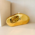 Hot Selling Party Fashion Luxury Elegant Purse PVC Banquet Clutch Handbag Gold Nugget Shape Clutch Evening Bag with Chain