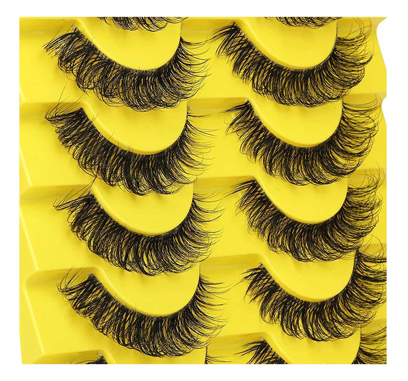 New Clear Band Lashes Natural Long 3D Wispy Synthetic Hair Luxury Handmade Lightweight Invisible Band 10 Pairs Fake Eyelashes