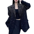 2025 Women's Spring Autumn Blazer Niche Hot Diamond Heavy Industry Suit Jacket With Elegant Loose Design New Top