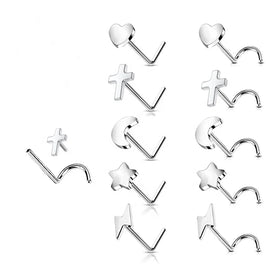 2025 Wholesale Titanium F136 Nose Rings S-Shape Nostril Screws Gold Cross Moon Body Piercing Jewellery G23 Fashionable Fashion