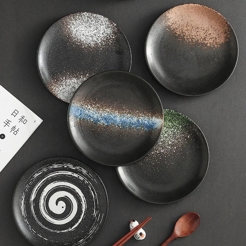 Antique Japanese Style Porcelain Dinnerware Dishes Ceramic Plate for Breakfast Steak Desserts Household Restaurants