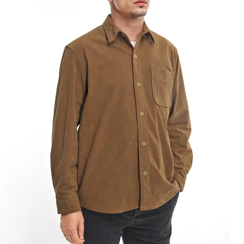 OEM Custom Men's Shirts Italian Style Corduroy Casual  Vintage Design for Business Gatherings Weddings and Trade Shirts for Men