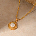 Retro 14K Real Gold Plated Twisted Texture Rope Chain Necklace Stainless Steel Fresh Water Pearl Necklace for Women