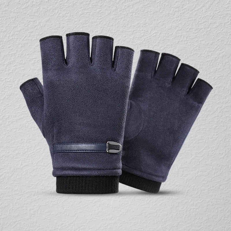 Cold Weather Outdoor Custom Driving Running Cycling Thermal Men Half Finger Winter Gloves