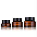 In Stock 15g 30g 50g Amber/clear/blue/green Oblique Shoulder Glass Eye/face Cream Cosmetics Jar With Black Cap