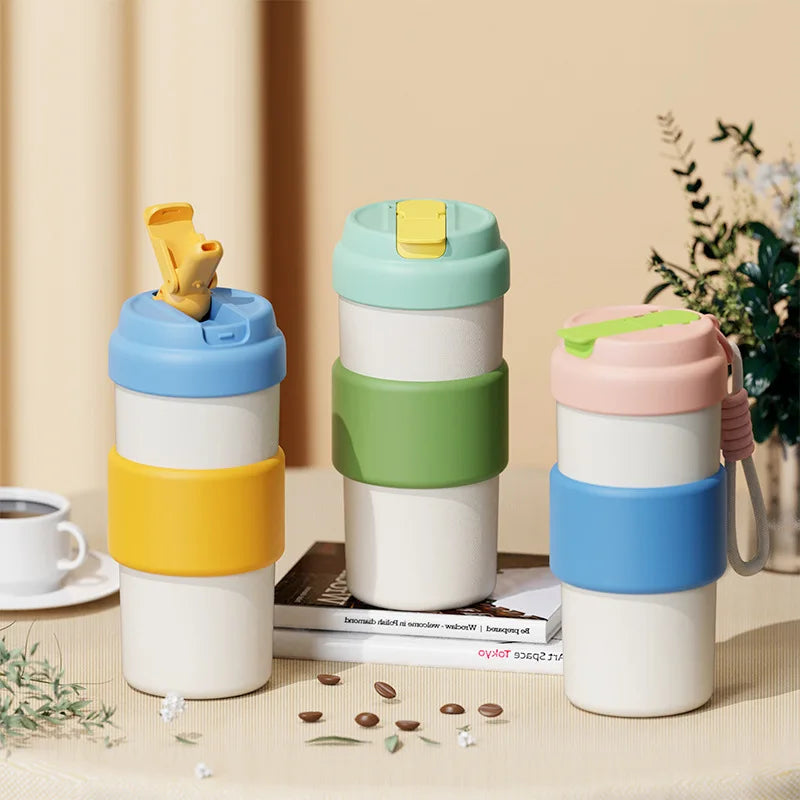 Portable Adult Tea & Coffee Mug Cup Stainless Steel Tumbler with Filter Rope Coffee Thermos Flask Straw for Water Bottle Brewing