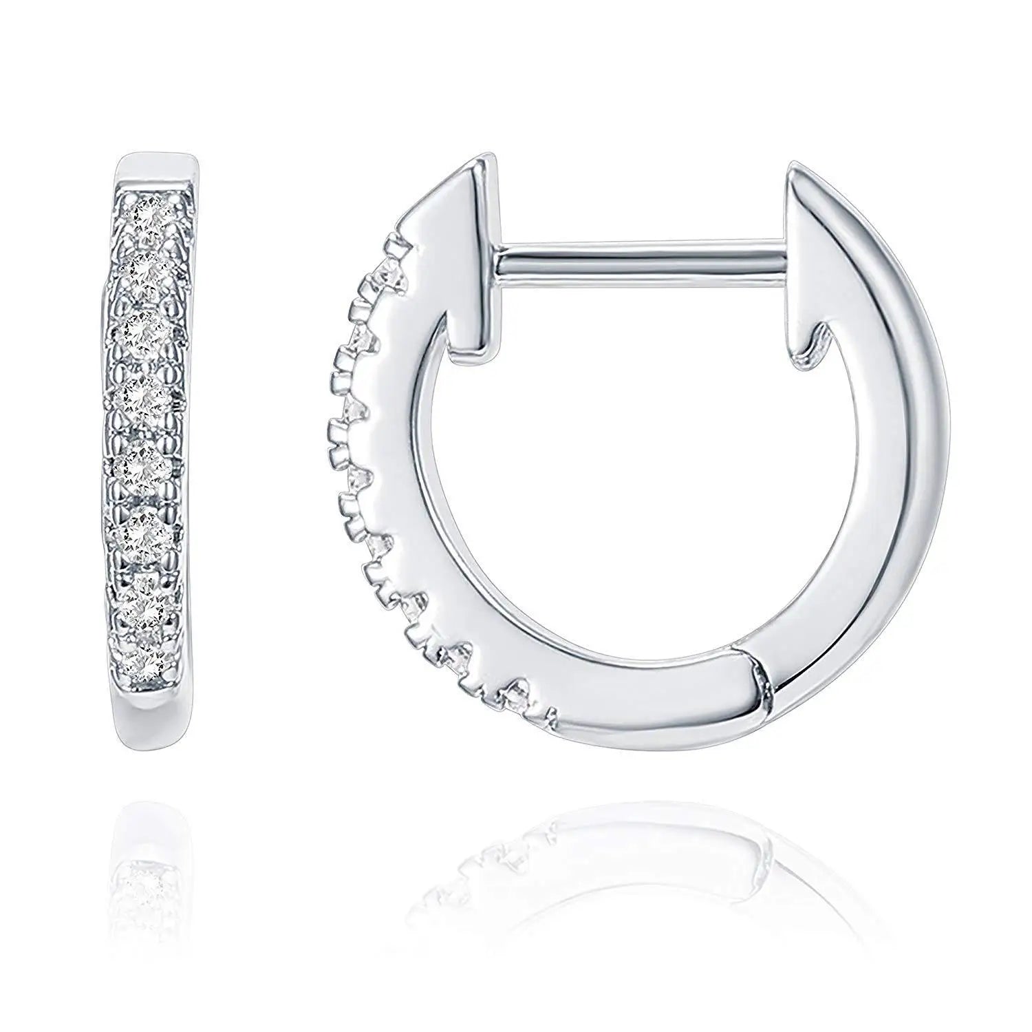 Tongxin Women 3 Colors Minimalist Piercing Simple Stylish Mini Small Circle Cubic Zirconia Hoop Huggie Earrings