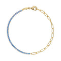 Milskye Delicate Sterling Silver Jewelry 18k Gold Plated Half Pave Diamond Sapphire Bracelet
