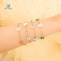 SUMMLY Trend Wholesale Sweet Youth Colorful Flower Pendant 18K Gold Plated Stainless Steel Chain Bracelet Fashion Jewelry