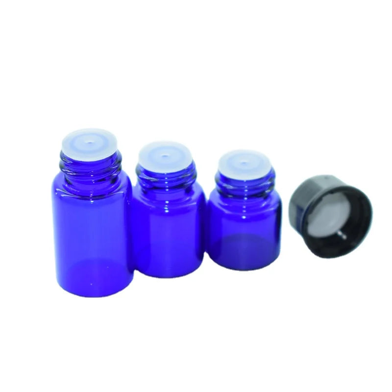 Mini Oil Sample Perfume Glass Bottle 1ml 2ml 3ml 5ml Custom Blue Color Small Portable Travel Cosmetic Skin Care Packaging