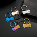 Engraved Pet Dog Collar Accessories Bone Dog Tag with Paw Cut Outs Stainless Steel Hollow-out Paw Print Pet ID Tag