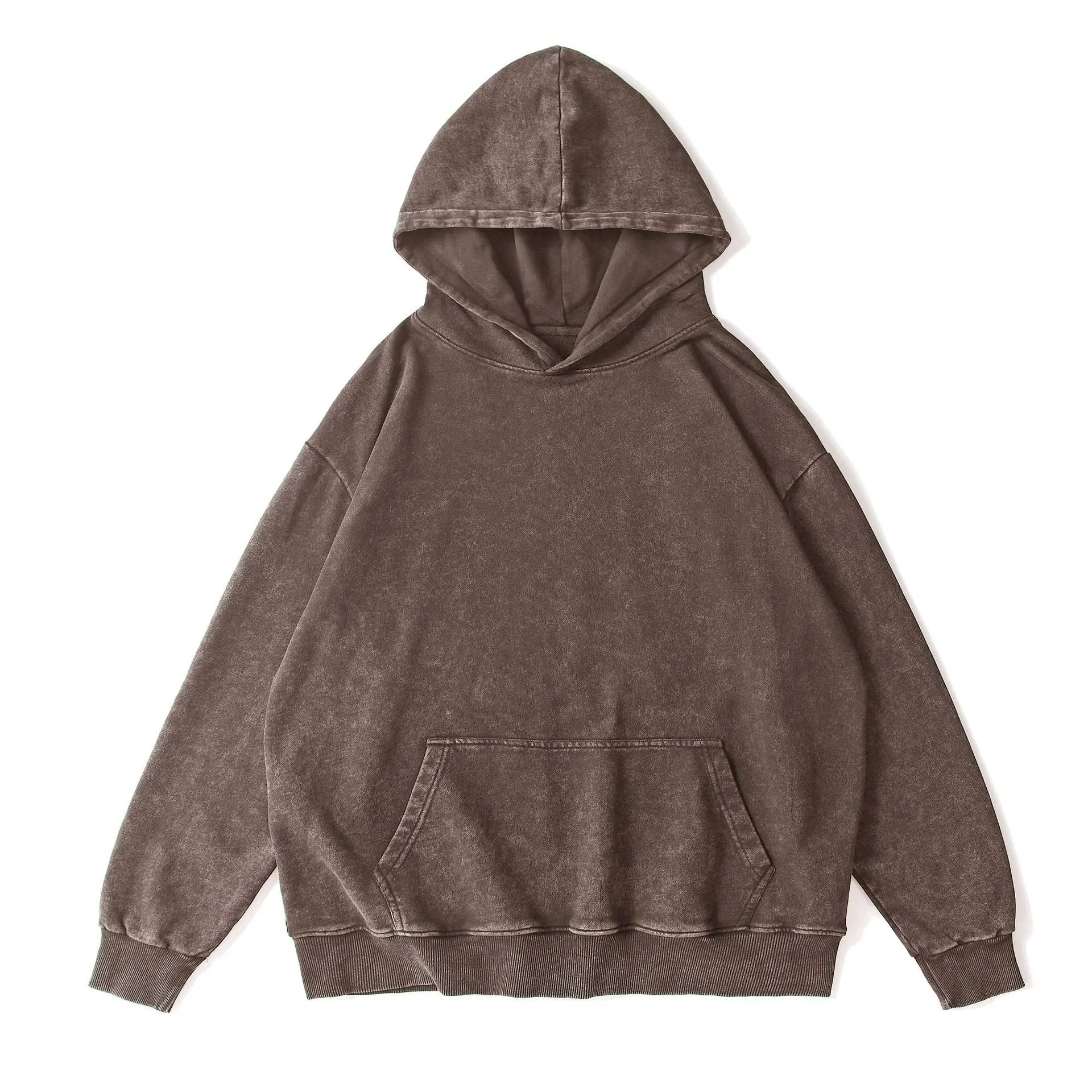 360g Spring and Autumn Vintage Wash to Do Old Big Circle Hoodie Men and Women With the Same Solid Color off Shoulder Hoodie