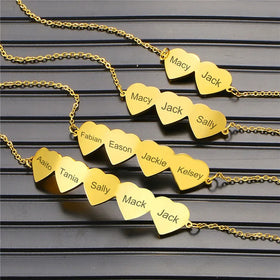 Stainless Steel Engrave Name Bracelet Heart Link Chain Personalized Bracelet Printing Woman Couples Customized Jewelry Gifts