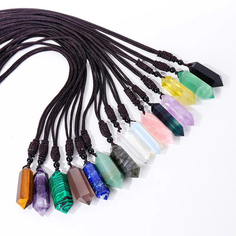 HZ Bestone Crystal Amethyst Pendulum Healing Quartz Dowsing Point Pendant 7 Chakra Natural Stone Cone Pendant Pendulum
