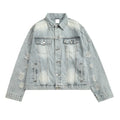 OEM Custom Design Vintage Washing Standard Collar Button Used Work Denim Jackets Plus Size Distressed Men's 100% Cotton