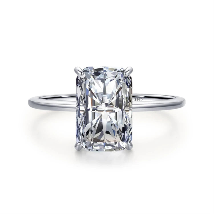 Fine Jewelry 925 Sterling Silver Fashion square Zircon Stone Ring Women Simple CZ Diamond Band Wedding Ring