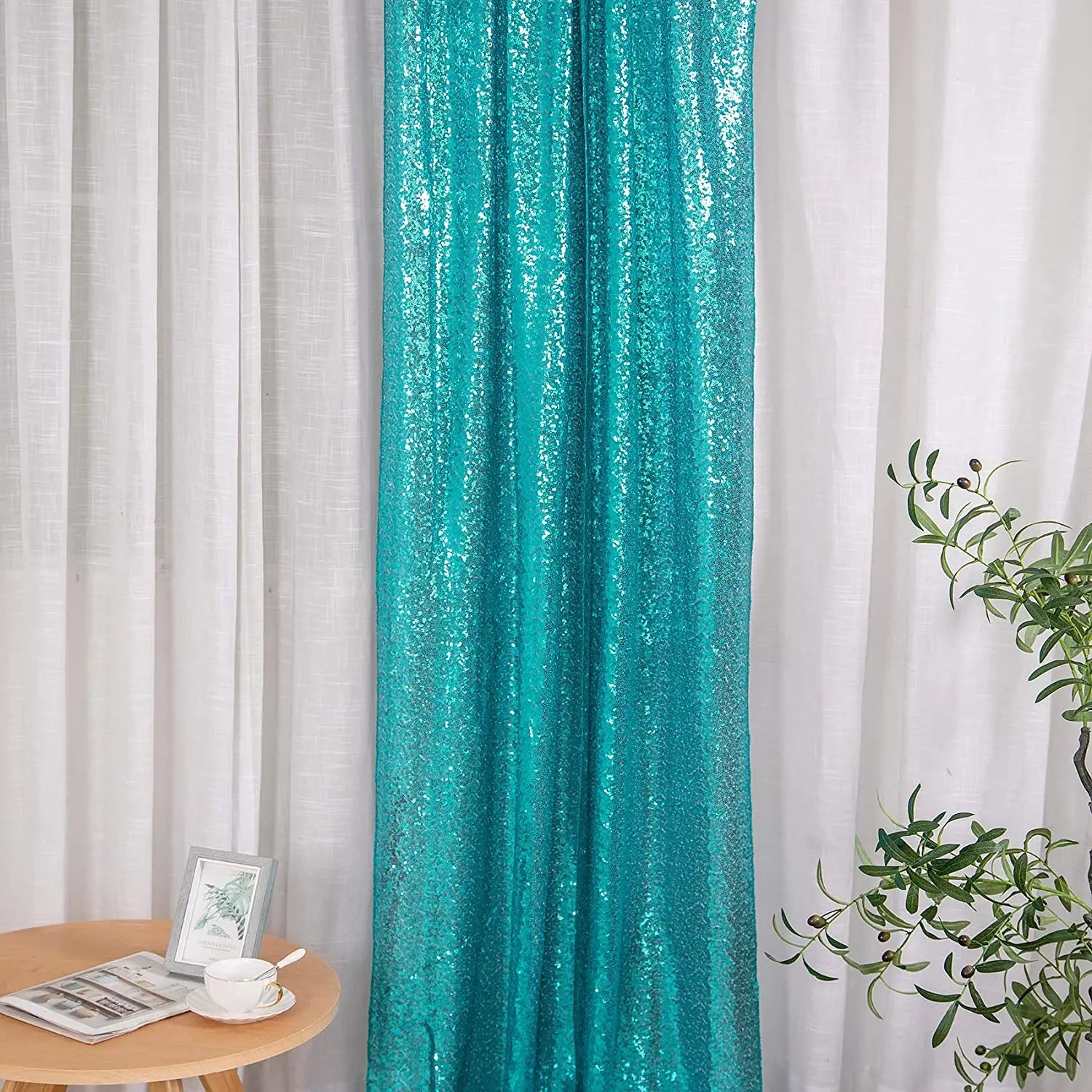 XinLan Latest Shimmer Large Sequin Backdrop Curtains Glitter Backdrop Curtain for Parties Christmas Wedding