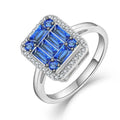 YH JEWELLERY Fine Jewellery Wedding Spinel Princess Cut Blue Cz  Main Stone Rings and White CZ Zircon Round Cut Ring