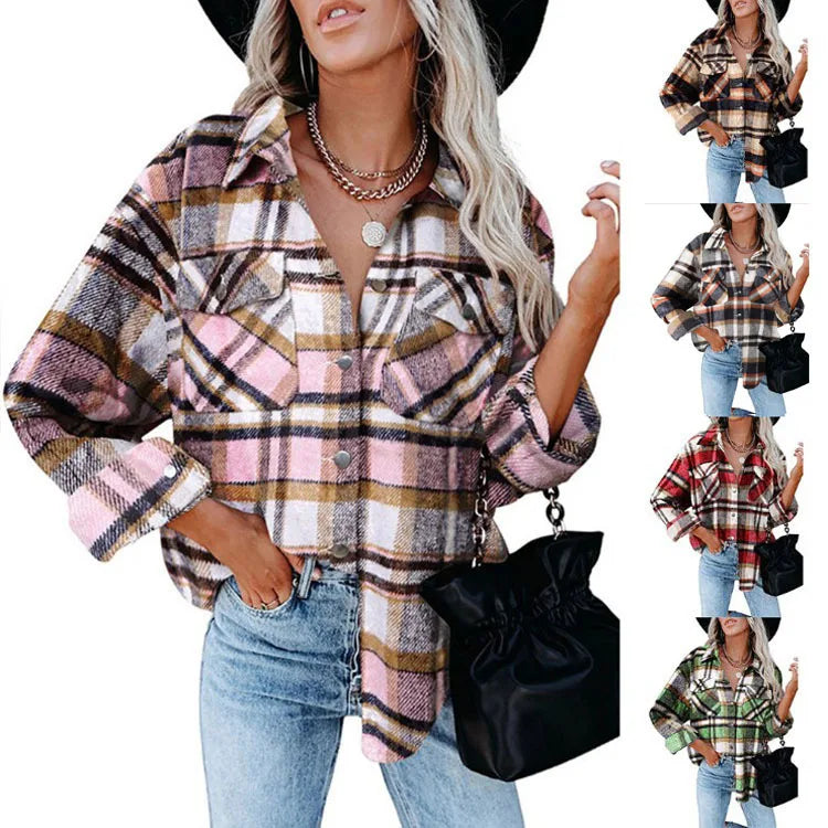 Wholesale New Arrivals Fashion Ladies Casual Wear Long Sleeve Women Plaid Flannel Shirts