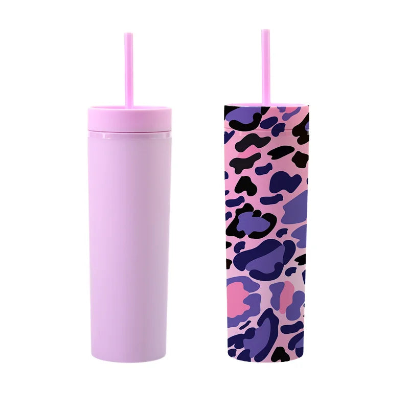 Mikenda BPA Free Cup Plastic 600ml Wholesale Custom Logo Full Printing Plastic Water  Bottle with Lid Straw