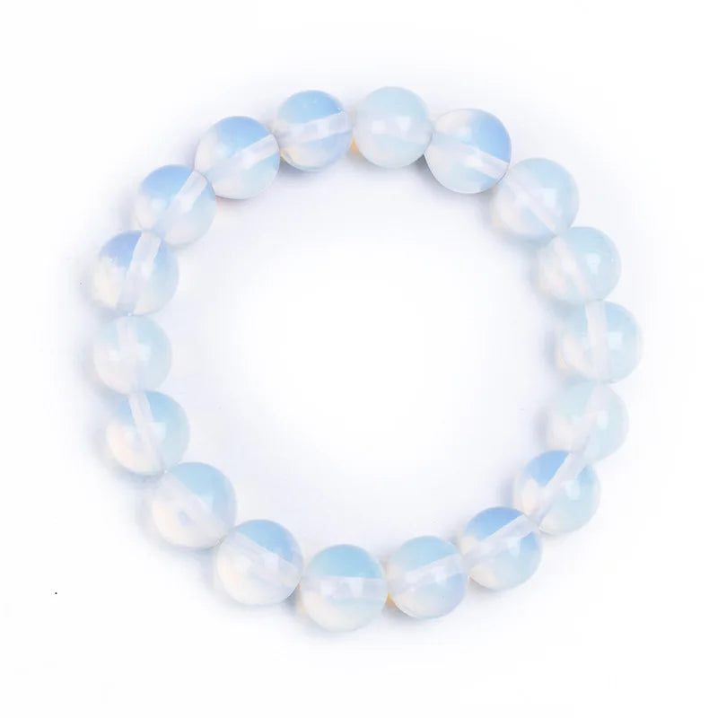 Gemstone Bangles Healing Stone Beads Bracelets Opalite Beads Bracelet for Women Jewelry Pulsera Mujeres