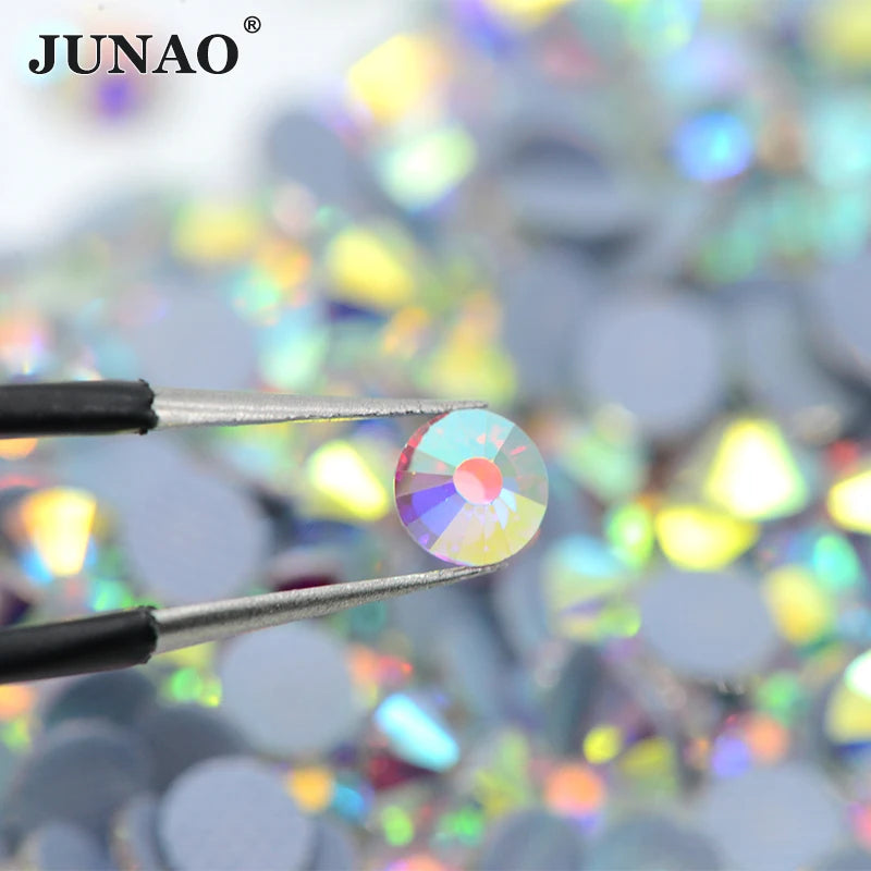 Wholesale Bulk Package Flatback AB Clear Glass Hotfix Rhinestones Iron-On Crystal Stone Sizes SS3 SS4 SS5 SS6 SS8 SS16 SS20